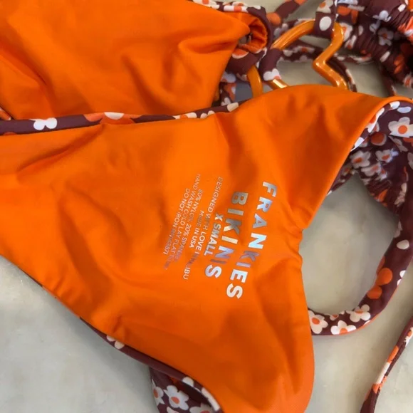 Frankies Bikinis One Piece Monokini Swimsuit XS – Brown Orange, New - Picture 4 of 4